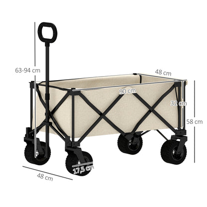 Opvouwbare Tuinkar – Tuinwagen – Kruiwagen – Transportkar – Karretje – Beige – Draagvermogen 100 kg – Afneembare Waterafstotende Tarp