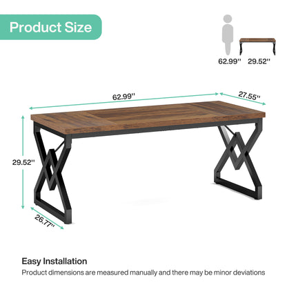 Computerbureau – Bureaublad – Werkplek Tafel – Studietafel – Bureau Voor Thuiswerk – Extra Dikke Houten Blad – Metalen Frame – 160x70x75 cm – Modern Eenvoudig Design – Hoogwaardige Kwaliteit Wood