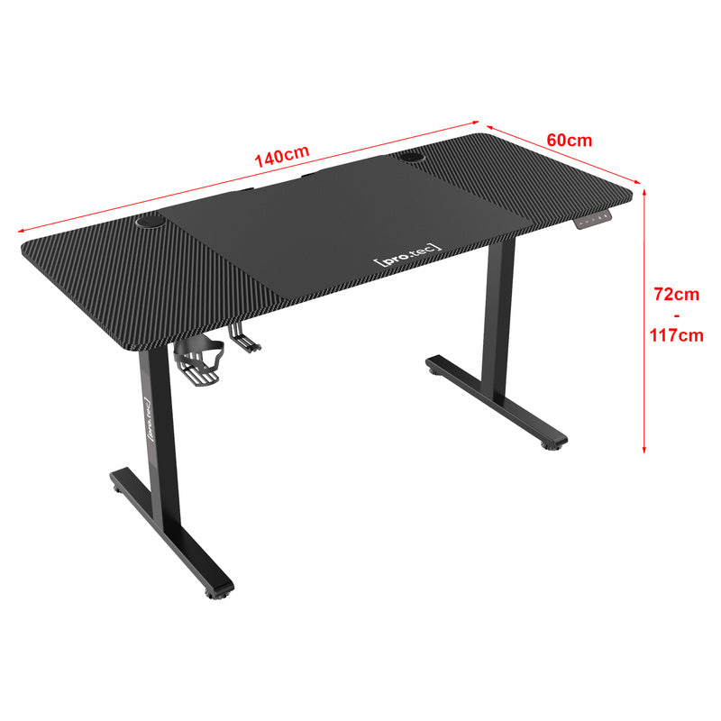 Verstelbaar Bureau – Zit-Sta Bureau – Elektrisch Bureau – Ergonomisch Bureau – Wit 140x60 cm – Traploos Verstelbaar 72-117 cm – Geheugenfunctie