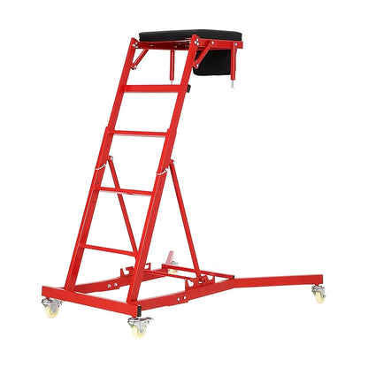 Topside Creeper – Rolbare Werkbank – Auto Ligplaat – Onderauto Kruiwagen – Garage Sleeper – Verstelbare Hoogte 122-193 cm – 360° Zwenkwieltjes met Rem – Rood