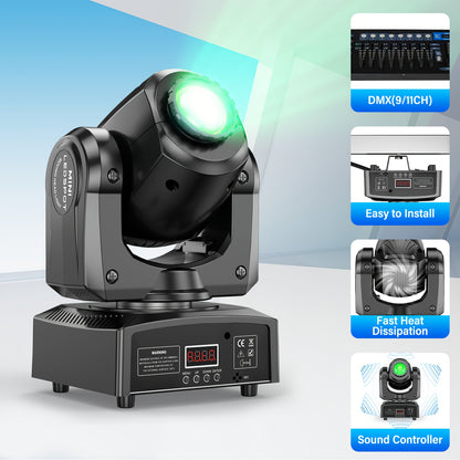 2 PACK Of120W LED Moving Head Light RGBW 8 Gobo Beam Multi Pattern DMX Suitable for Djs, Discos, Nightclubs, Ktvs, Bars, Theatres, Arcades, Parties