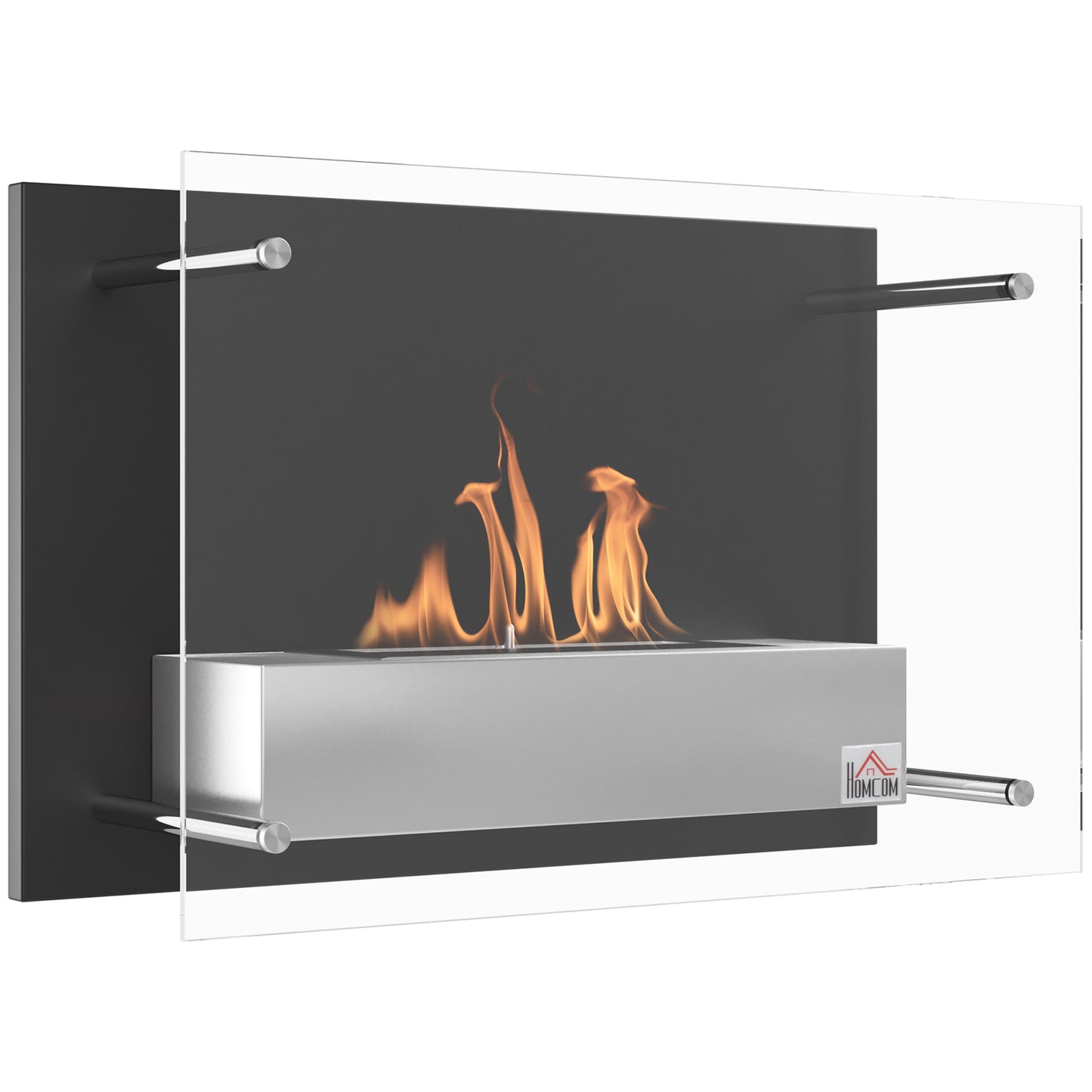 Bio-ethanolhaard – Sfeerhaard – Wandhaard – Inbouwhaard – Bio ethanol haard – Vrijstaand – Roestvrij Staal & Gehard Glas – 60x22x40 cm – Voor Ruimtes tot 25 m²