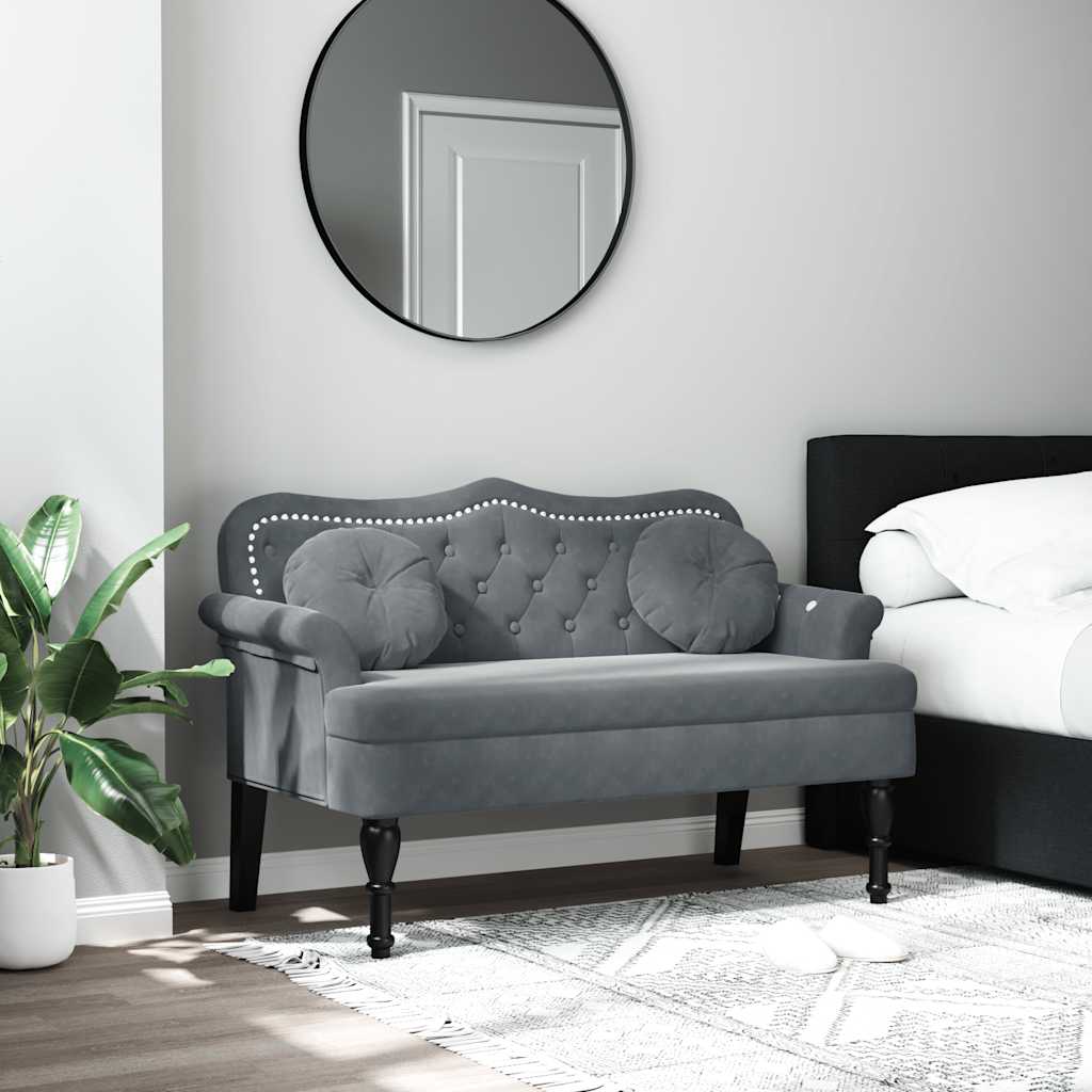 Bank – Sofa – Loveseat – Zithoek – 2-zitsbank – Donkergrijs Fluweel – Comfortabele Dikke Bekleding – Robuuste Houten Pooten