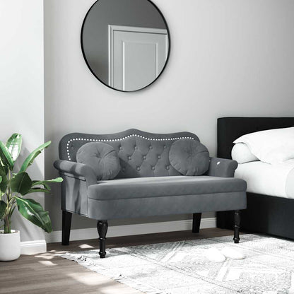 Bank – Sofa – Loveseat – Zithoek – 2-zitsbank – Donkergrijs Fluweel – Comfortabele Dikke Bekleding – Robuuste Houten Pooten