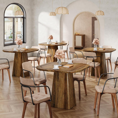 Eettafel Vierkant – Keukentafel – Tafel Voor 2-4 Personen – Bistrotafel – Ontbijttafel – Compact MDF Hout – Zware Pedestal Basis 300kg Draagvermogen
