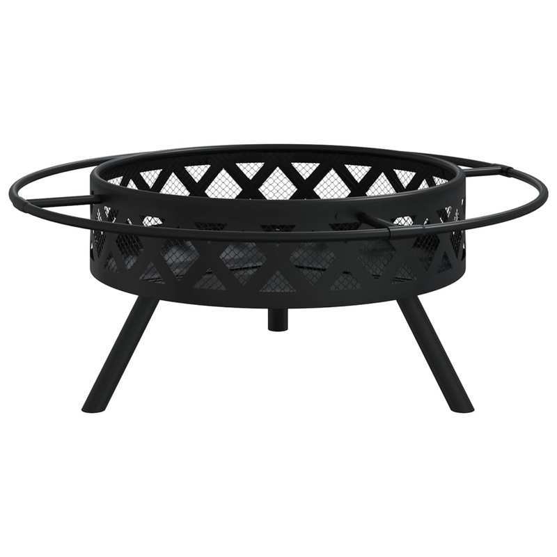 Vuurschaal – Buitenhaard – Tuinhaard – Vuurkorf – Vuurton – Zwart – 70 cm XXL – Duurzaam Staal – Inclusief Vuurschep