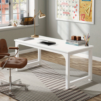 Vergadertafel – Conferentietafel – Bureautafel – Werktafel – Vergadermeubel – Compact formaat – Wit blad met zwart metalen frame