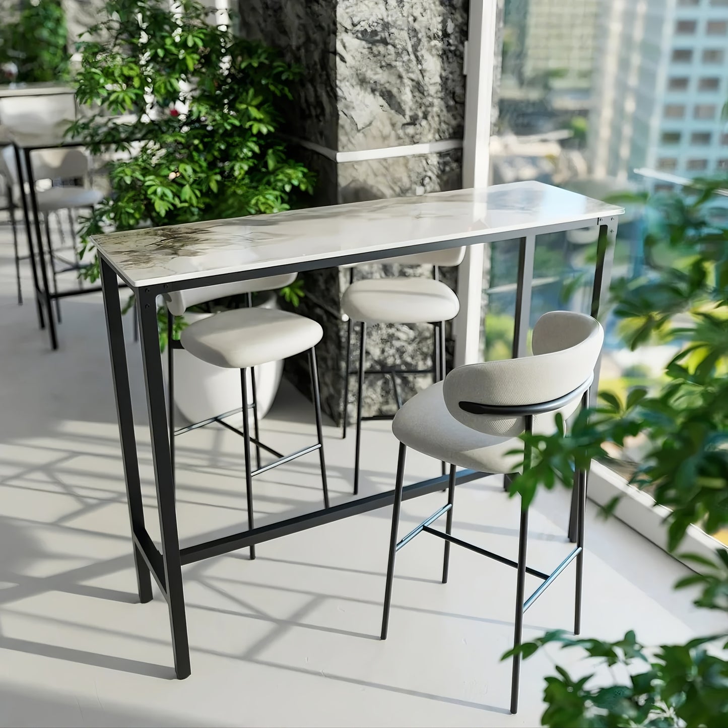 Bar Table Tall: 105.16cm Tall Contemporary White Rectangular Bar Table Kitchen Countertop Pub Table Sintered Stone-top For Dining Room, Business Area, Offices