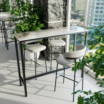 Bartafel – Statafel – Keukentafel – Bistrotafel – Hoogtafel – Rechthoekig – Sintersteen Tafelblad – Metalen Frame 105 cm Hoog