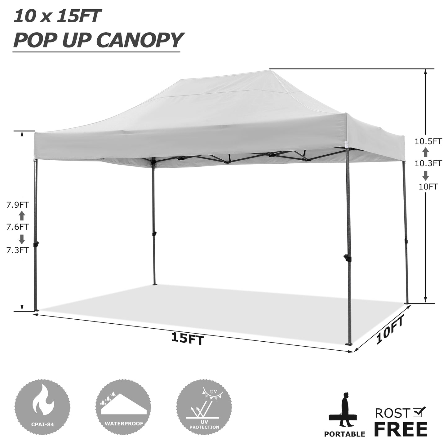 Buitentent – Partytent – Kampeertent – Markttent – Compacte 10x15 Maat – 3 Verstelbare Hoogtes – Duurzaam Alloy Frame
