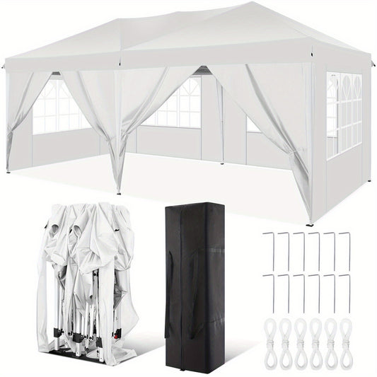 Partytent – Tuintent – Feesttent – Paviljoen – Zonnescherm – 3x6m – Pop-Up Met 6 Afneembare Zijwanden – Waterdicht Polyester