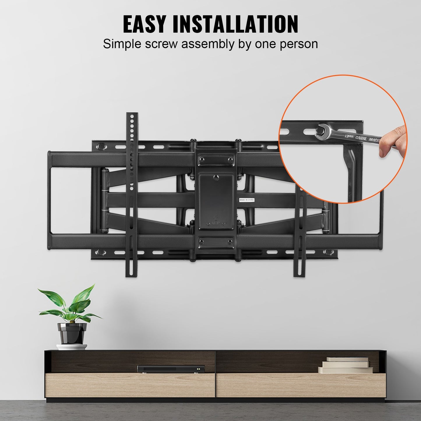 TV Beugel – TV Muurbeugel – Wandbeugel – Ophangbeugel – Bevestigingsbeugel – Volledig Verstelbaar – Carbon Staal Tot 75 KG – 37-90 Inch – VESA 600x400