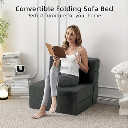 4-in-1 Vouwbare Sofa Bed – Slaapbank – Loveseat – Loungestoel – Stoel – Donkergrijs – Comfortabel Memory Foam – Duurzame PU Bekleding