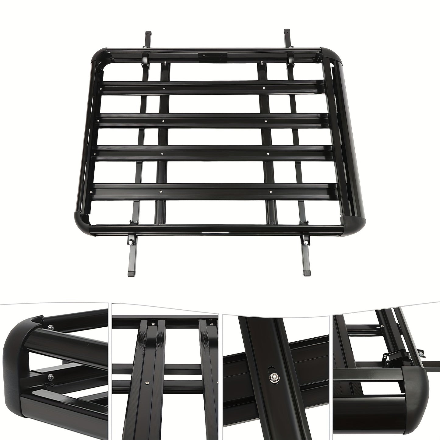 Dakkofferrek – Dakkofferdrager – Dakdrager – Bagagerek – Autodrager – Zwart – Aluminium & Staal – Verstelbaar 100-135 cm – Max. 150 kg