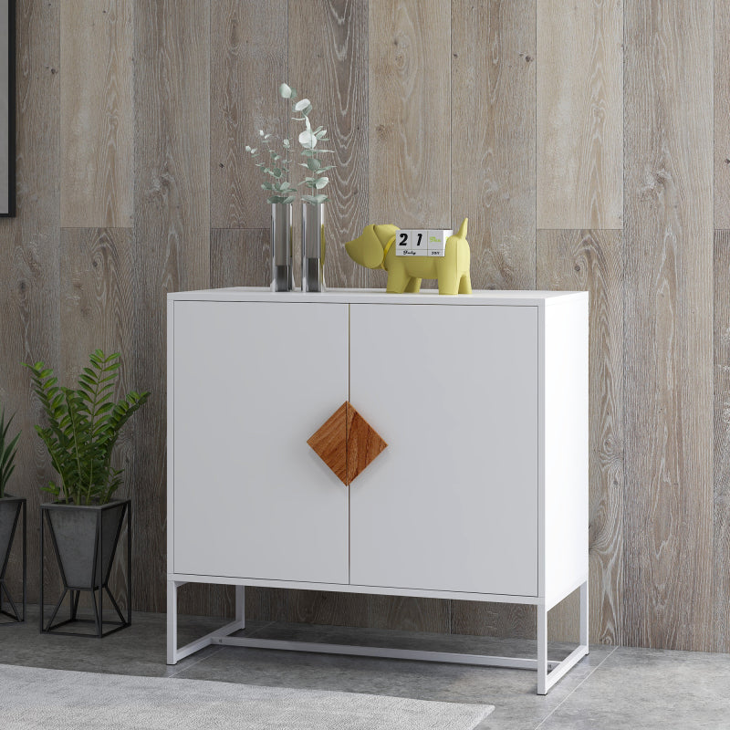 Houten Dressoir – Kast – Opbergmeubel – Dressoirkast – Sideboard – Wit Mat – MDF en IJzer – Ruime Opbergruimte – Stevig Tot 36 Kg Belastbaar