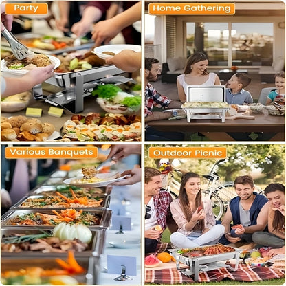 Chafing Dish – Buffetwarmer – Warmhoudplaat – Warmhoudschaal – Warmhoudbak – RVS 9 Liter – Inclusief Deksel – Elektriciteitsvrij