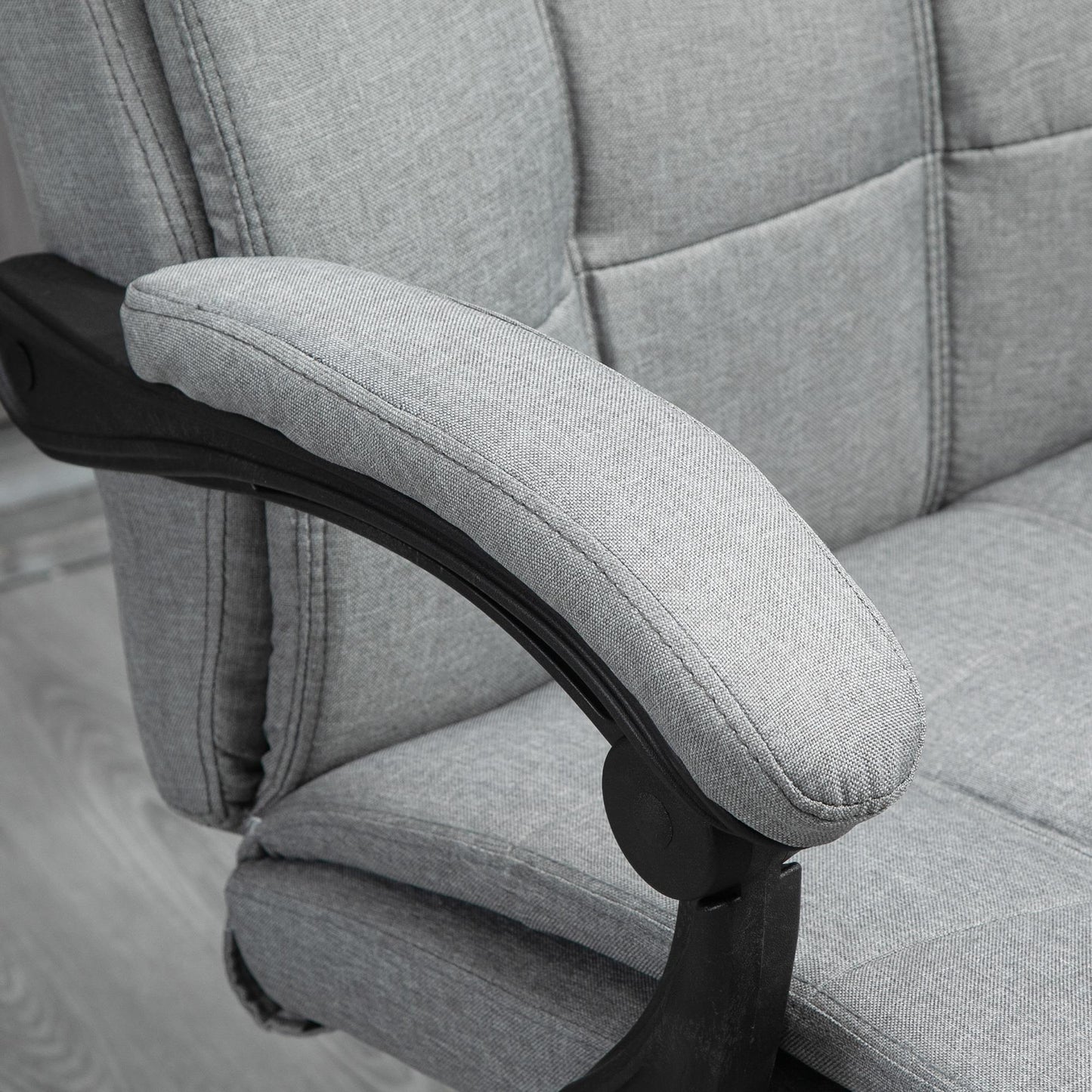Bureaustoel – Kantoorstoel – Office Chair – Gamestoel – Bureau Stoel – Verstelbare zithoogte 47-55 cm – Pneumatisch kantelbare rugleuning 90-155° – Met hoofdsteun en armleuningen – Ademend linnen met stevig houten frame