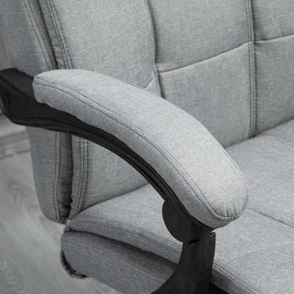 Bureaustoel – Kantoorstoel – Office Chair – Gamestoel – Bureau Stoel – Verstelbare zithoogte 47-55 cm – Pneumatisch kantelbare rugleuning 90-155° – Met hoofdsteun en armleuningen – Ademend linnen met stevig houten frame