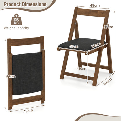 Klapstoel – Vouwstoel – Opklapstoel – Eettafelstoel – Tuinstoel – Rubberhouten Frame – Zithoogte 49 cm