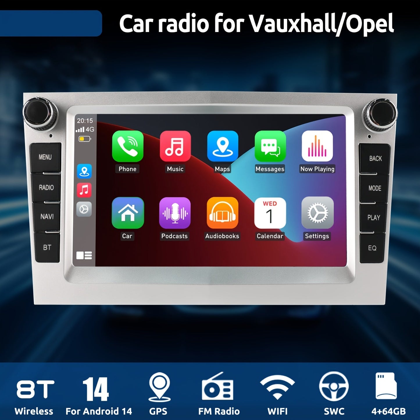 Autostereo – Autoradio – Multimediaspeler – Navigatiesysteem – CarPlay – 7 Inch HD-IPS Touchscreen – Android 14 met 4+64GB geheugen