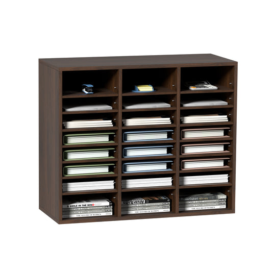 Documenthouder – Document Organizer – Bureau Organizer – Opbergvak – Mappenhouder – 24 Vakken – Hoogwaardig MDF – Vintage Bruin