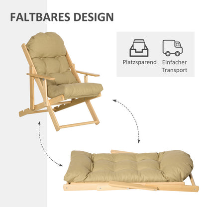 Inklapbare Stoel – Opvouwbare Stoel – Klapstoel – Eetkamerstoel – Loungestoel – Beukenhouten Frame – Verstelbare Rugleuning 3-standen – Zachte Afneembare Bekleding Bruin