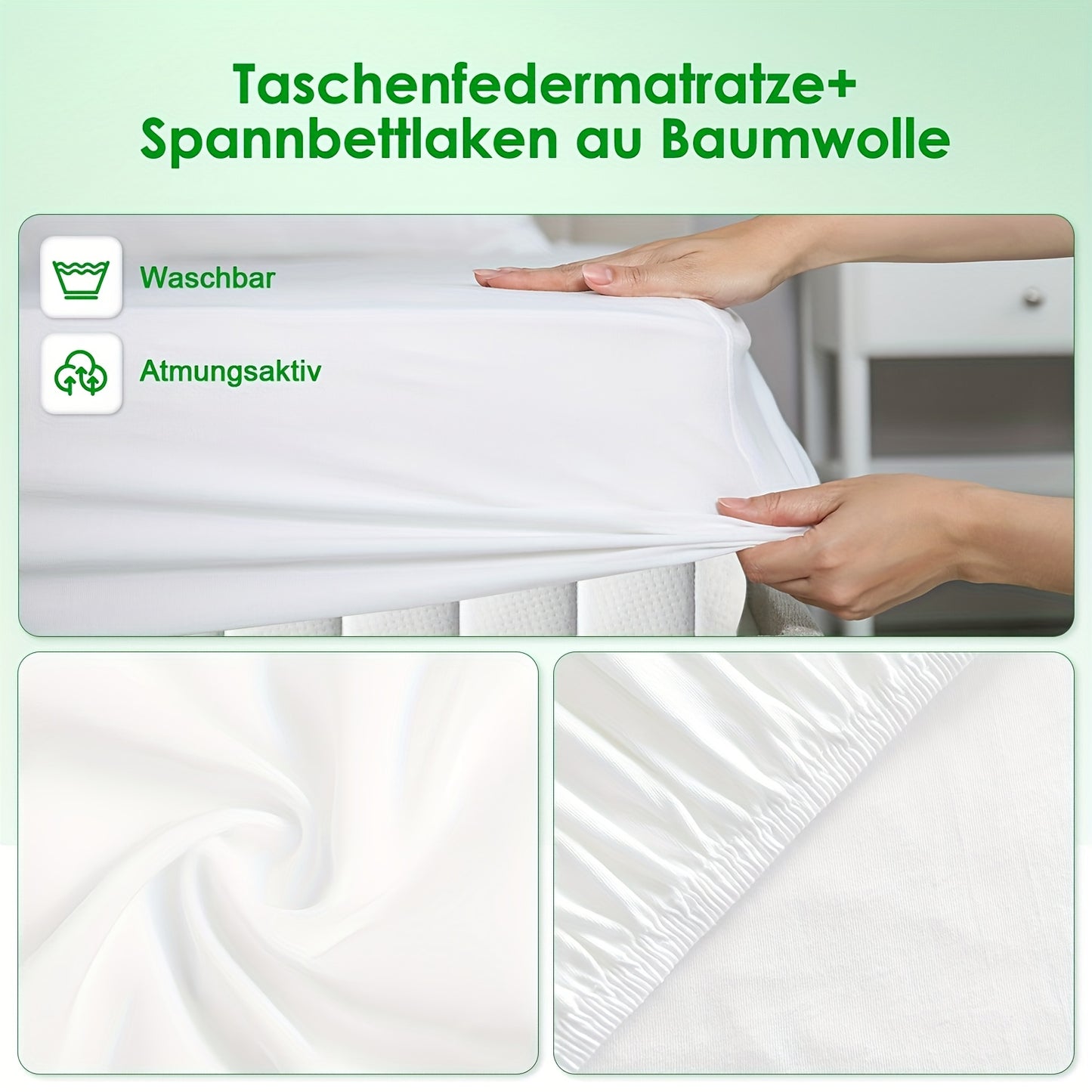 Kaluote 25cm Height Pocket Spring Mattress - 140x190cm Medium Firmness Breathable Ergonomic Design, Hypoallergenic & Pressure-Relieving, No Power Needed, Durable Fabric & Metal Frame for Spinal Support & Restful Sleep, Comfor