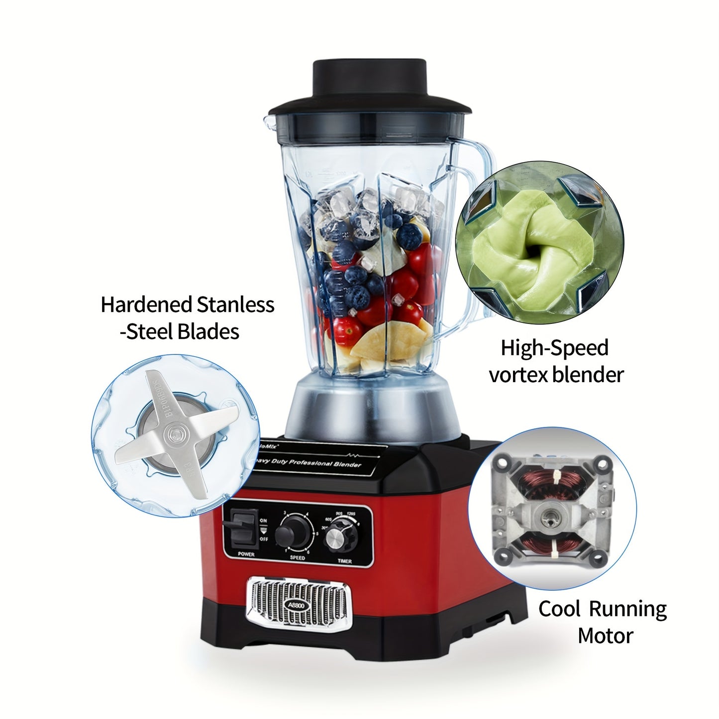 Blender – Smoothiemixer – Sapmaker – Keukenmachine – 2200W Motor – 2 Liter Kan