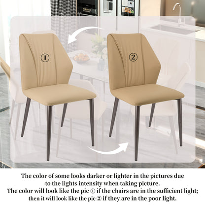 Eetkamerstoelen – Stoelen – Kuipstoelen – Keukenstoelen – Woonkamerstoelen – Set van 4 – Zachte Microfiber Kunstleren Bekleding – Stabiel Metalen Onderstel - Licht Khaki