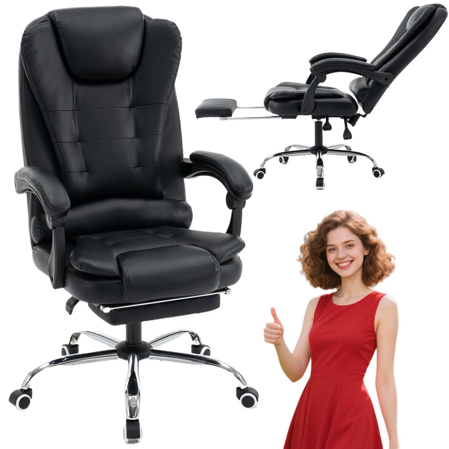 Bureaustoel – Office Chair – Gamestoel – Draaistoel – Computerstoel – Met Geheugenschuim Zitting – Ingebouwde Uittrekbare Voetsteun – Verstelbare Armleuningen – Beige