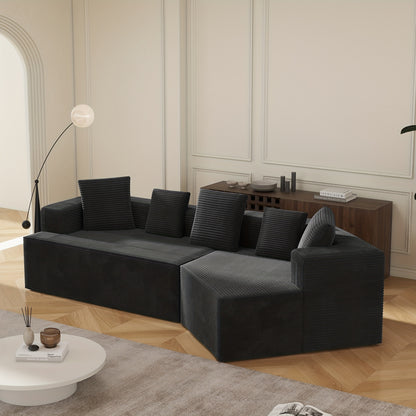 Modulaire Hoekbank – Sectional Bank – L-Vormige Bank – Slaapbank – Modulaire Sofa – Chenillestof – Katoenen Kussens – Eenvoudige Montage – Lichtgewicht Zonder Houten Frame