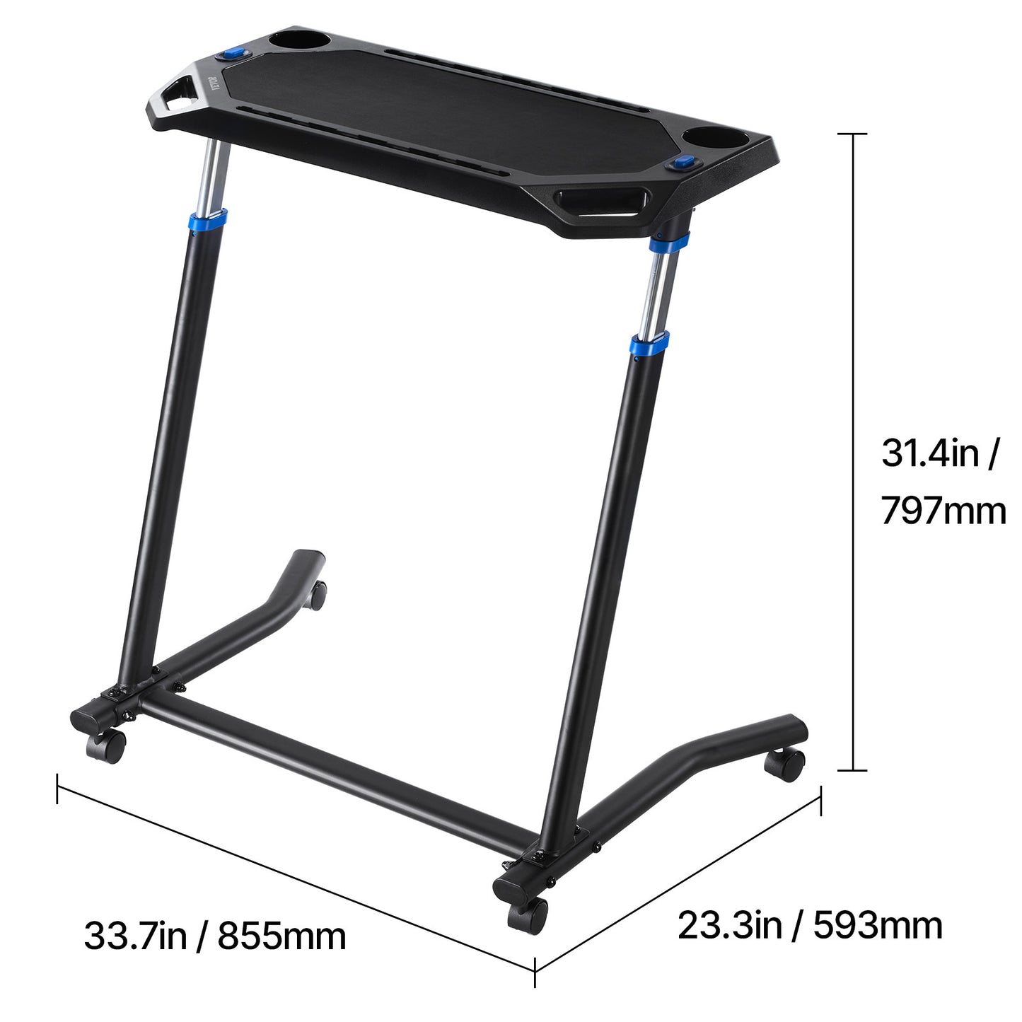 Fiets Bureau – Fiets Tafel – Hometrainer Tafel – Trainingsbureau – Fiets Trainer Desk – Verstelbaar 80-113,5 cm – Draaggewicht Tot 20 kg – Mobiel Met Remmen