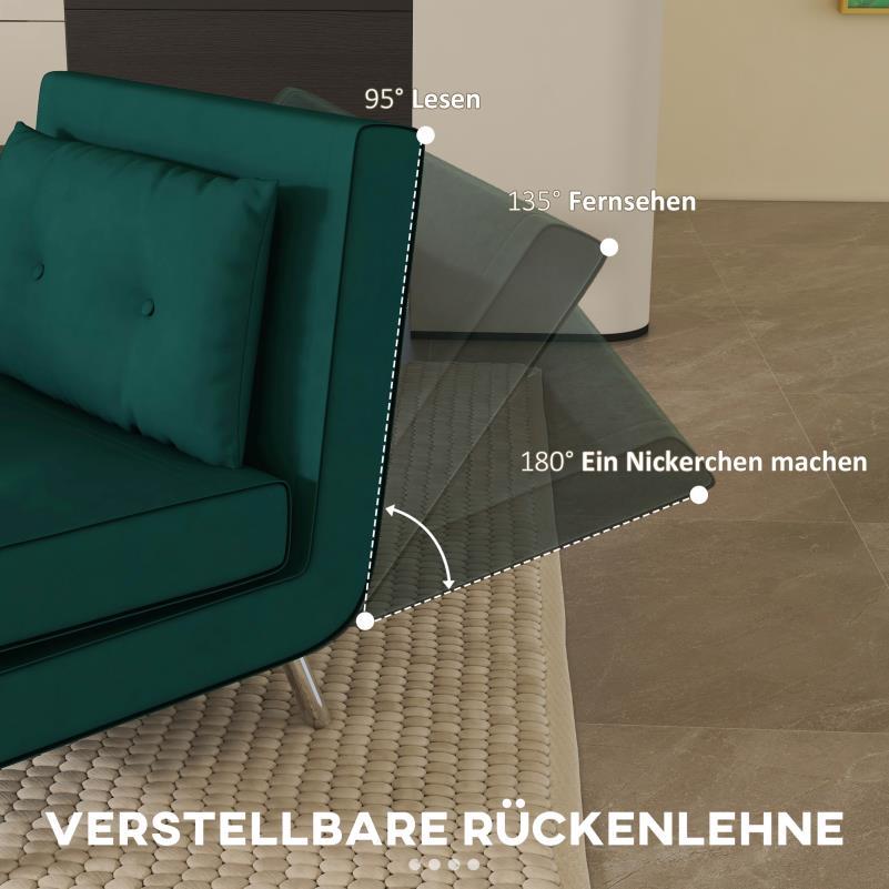 Groene Relaxfauteuil – Relaxstoel – Fauteuil – Loungestoel – Zetel – RVS frame – Compressiestang voor Rugondersteuning