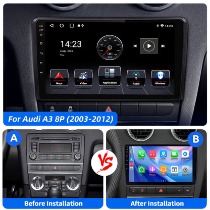 Multimedia Systeem – Car Stereo – 2 DIN Head Unit – Auto Radio – Navigatiesysteem – Audi A3 8P (2003-2012) – 9 Inch IPS Touchscreen – Draadloze Android Auto & WiFi