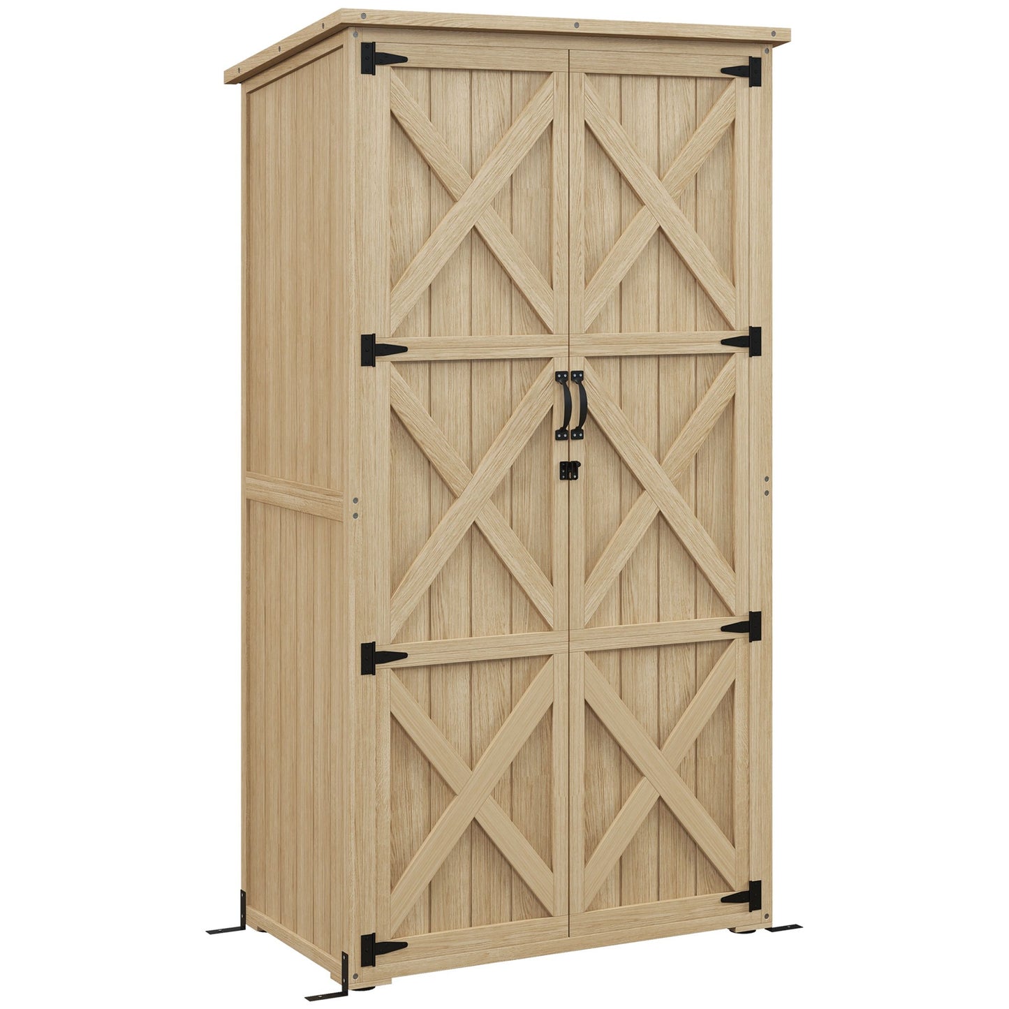 Tuinkast – Tuinberging – Buitenopslag – Tuinschuurtje – Houten Kast – Natuurlijk Dennenhout – Weerbestendig Met Bitumen Dak – Compact 90x54,5x168,5 cm