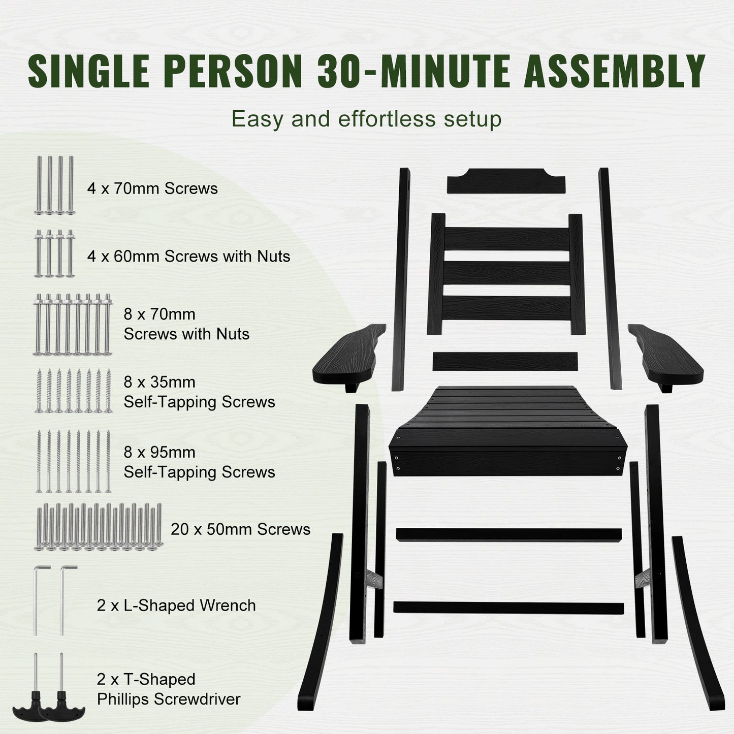 Schommelstoel – Schommelstoelen – Relaxstoel – Fauteuil – Tuinstoel – HIPS Materiaal – Ergonomische Hoge Rugleuning – Set 2 Stuks – Draagvermogen 180 kg