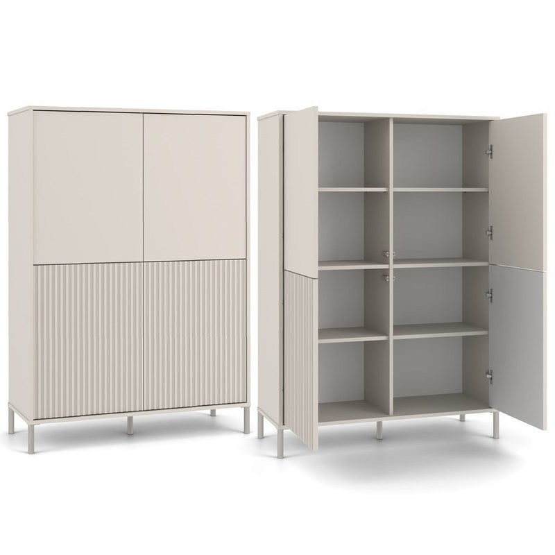 Kast – Opbergkast – Dressoir – Kastenmeubel – Slanke Kast 103,5 cm – Cashmere Kleur – TIP-ON Deuren – Handgreeploos Openen