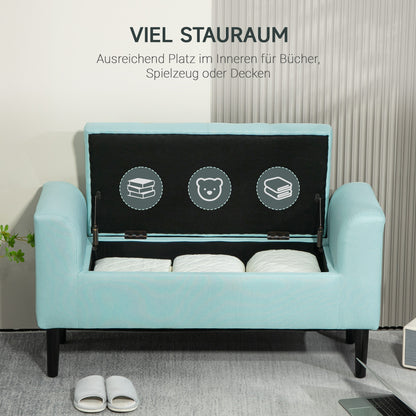 Opbergbank – Opbergbankje – Zitbank Met Opbergruimte – Halbank – Opbergkist – Rubbenhout Frame – Linnen Look Bekleding – 116x44x58 cm – Draagvermogen 130 kg