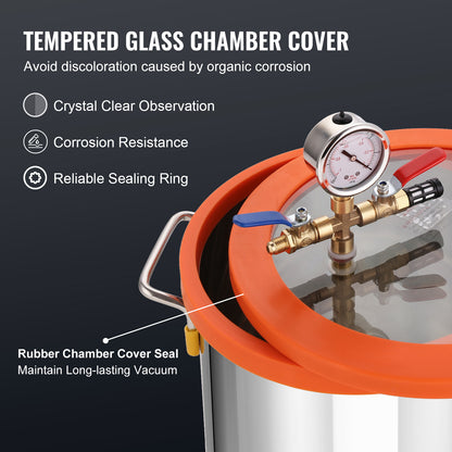 Vacuümkamer – Vakuumkamer – Ontgassingskamer – Vacuümpomp – Verpakkingsmachine – 3 Gallon Capaciteit – 3,5 CFM Enkeltraps Pomp