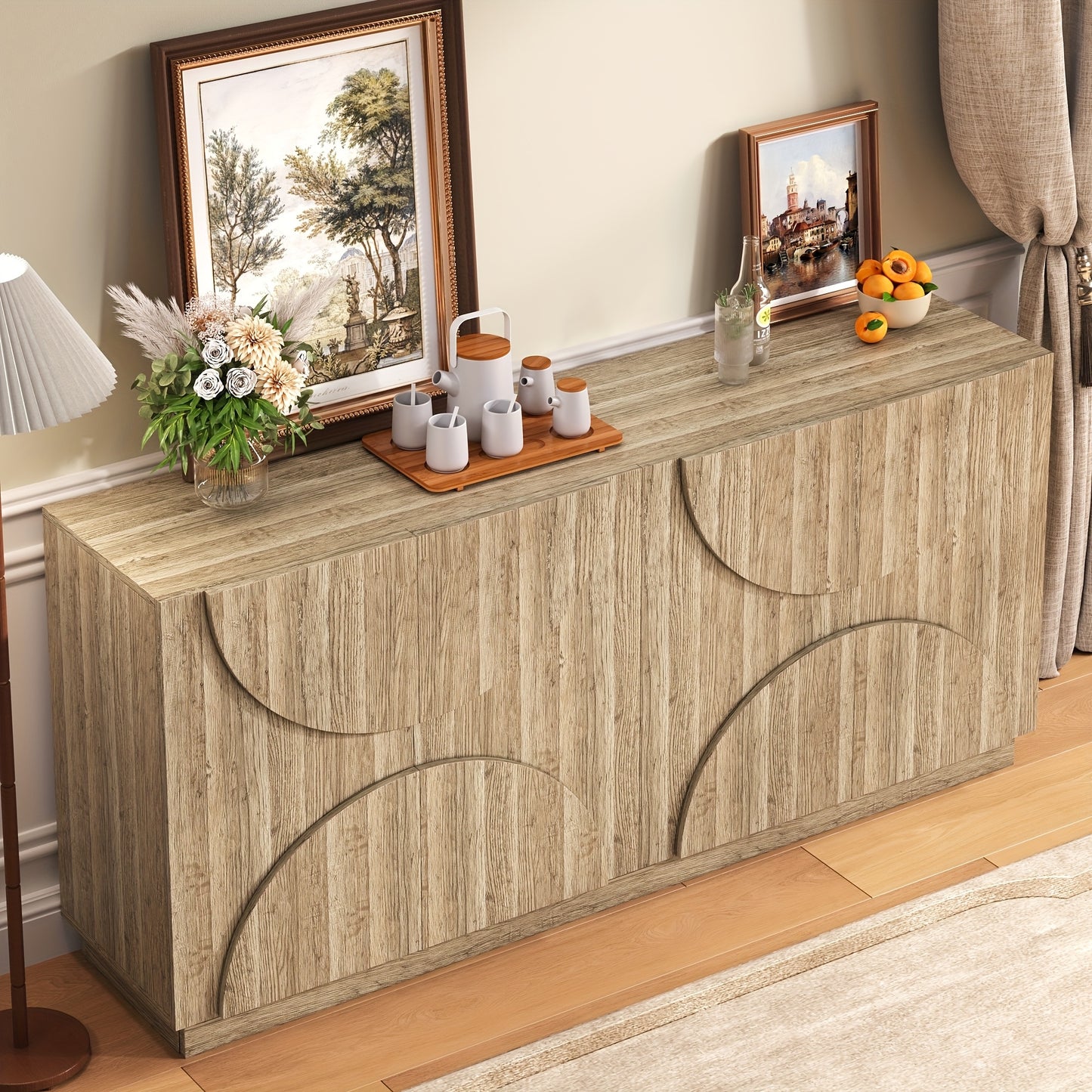 Halmeubel – Opbergkast – Schoenenkast – Wandmeubel – Kastje – Halfcirkelvormig Design – Pop-up Opbergruimte – Duurzaam Metaal – Natuurlijk Beige