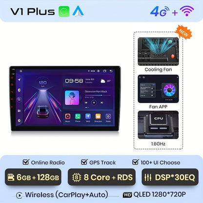 Multimedia Speler Nissan Juke – Autoradio – 2-DIN Headunit – Touchscreen Systeem – GPS Navigatie – 9 Inch IPS Scherm – 4G Connectiviteit – Draadloze CarPlay & Android Auto