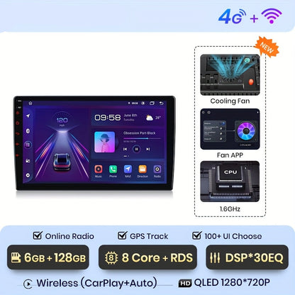 Autoradio – Multimedia Speler – 2DIN Systeem – Inbouw Radio – Auto Stereo – 9 Inch IPS Scherm – 4G & Wifi Connectiviteit