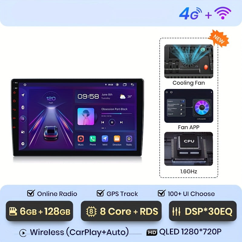 2DIN Multimedia Speler – Autoradio – CarPlay Systeem – Android Auto Radio – Volkswagen Navigatie – 9 Inch IPS Touchscreen – 6GB RAM 128GB Opslag – Wireless CarPlay & 4G Internet