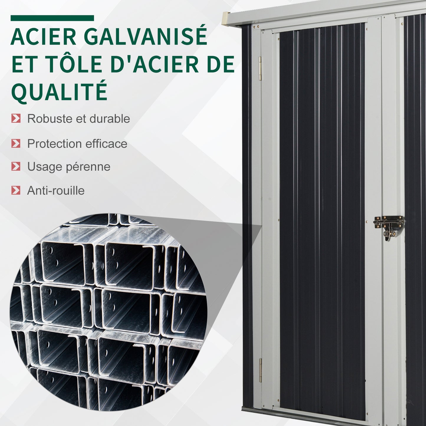Tuinhuisje – Tuinschuur – Berging – Gereedschapsschuur – Afvalbakkenberging – 1,26 m² Opbergruimte – Gepoedercoat Stalen Frame