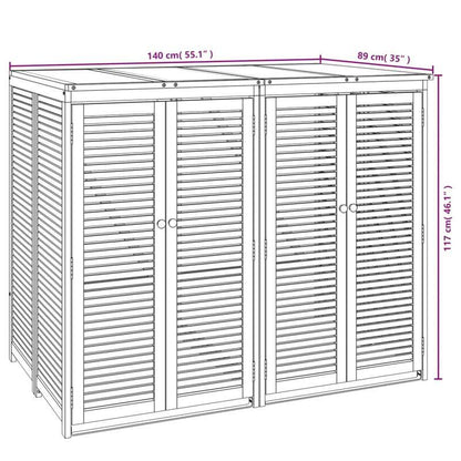 Prullenbak – Afvalbak – Vuilnisbak – Afvalcontainer – Afvalemmer – Dubbele Afdekking – Massief Acaciahout – Weerbestendig – Compact Design 140x89x117cm – Geen Elektriciteit