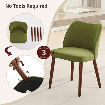 Eetkamerstoelen – Stoelen – Zithoeken – Dining Chairs – Armstoelen – Linnen Bekleding – Dikke Kussens – Houten Poten Met Verstelbare Voeten – Set Van 2 Groen