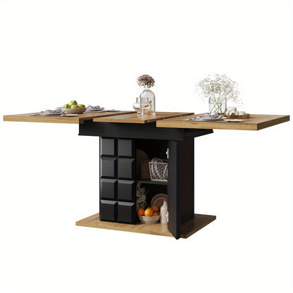 Uitbreidbare Eettafel – Uitschuifbare Tafel – Eetkamertafel – Keukentafel – Tafel Voor 4-6 Personen – MDF Metalen Onderstel – Compact Plaid Design – 110-140 x 80 cm