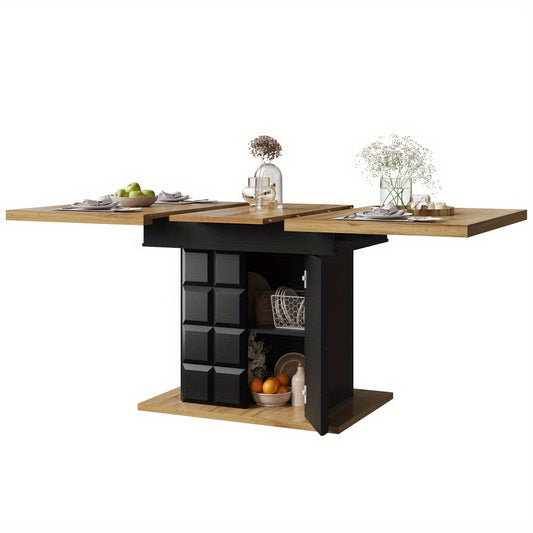 Uitbreidbare Eettafel – Uitschuifbare Tafel – Eetkamertafel – Keukentafel – Tafel Voor 4-6 Personen – MDF Metalen Onderstel – Compact Plaid Design – 110-140 x 80 cm