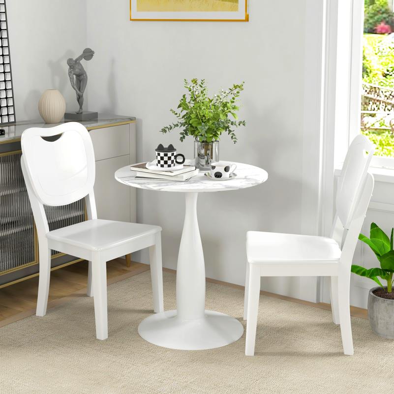 Ronde Eettafel – Witte Tafel – Eettafel Rond – Compacte Eettafel – Moderne Tafel – 70x74 cm – Gepoedercoat Stalen Frame – Krasbestendig Melamine Blad