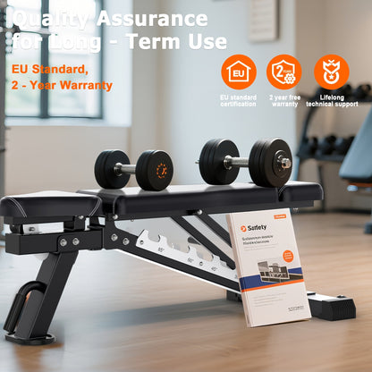 1 VOWVIT Folding Weight Bench | Adjustable Multifunctional Training Bench, Stainless Steel, Perfect for Universal Use, Ideal for Full Body Training